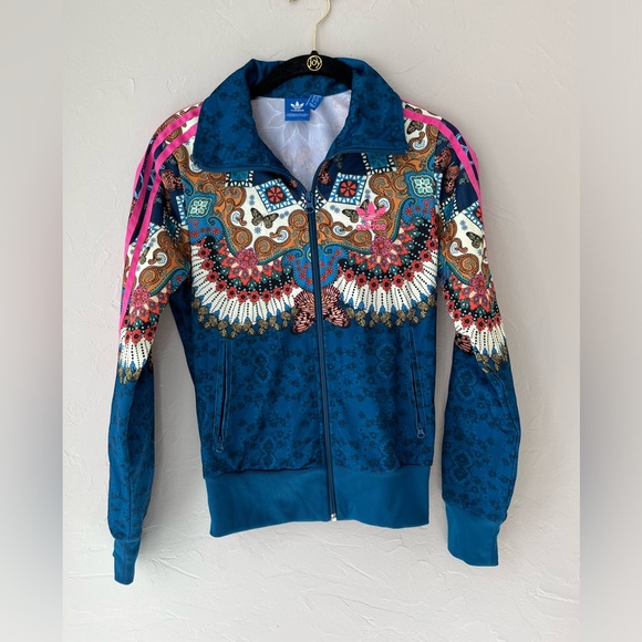 FARM Rio Jackets & Blazers - 🦋NEW ADIDAS X FARM RIO BARBOMIX TEAL BLUE BUTTERFLY ZIP UP JACKET XS